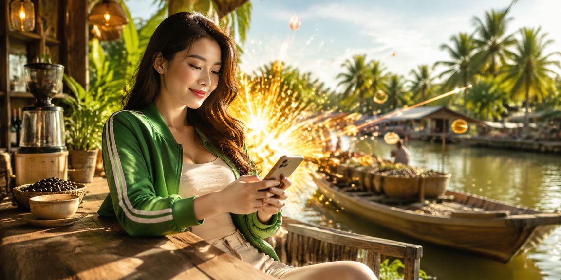 Người dùng vùng Mekong Delta xem sự kiện thể thao qua điện thoại bên ly cà phê sáng