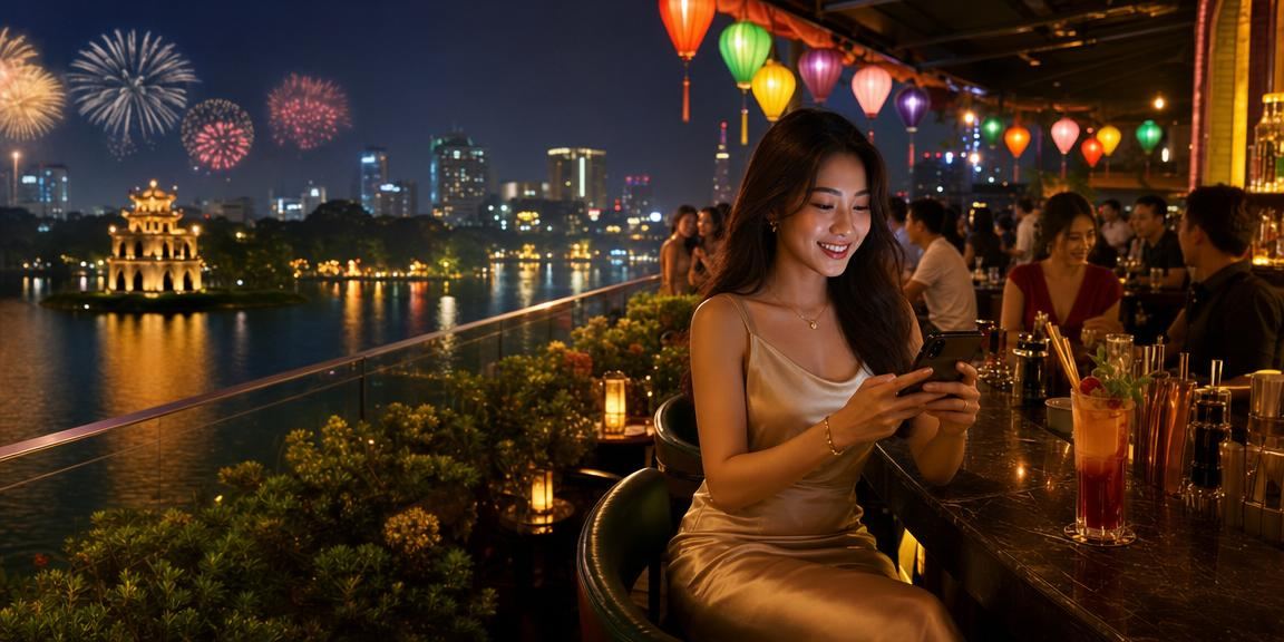Người dùng tại Sài Gòn truy cập 530i trên điện thoại trong không khí lễ hội